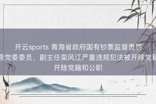 开云sports 青海省政府国有钞票监督责罚委员会原党委委员、副主任栾风江严重违规犯法被开除党籍和公职