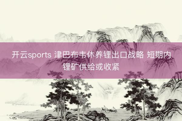 开云sports 津巴布韦休养锂出口战略 短期内锂矿供给或收紧