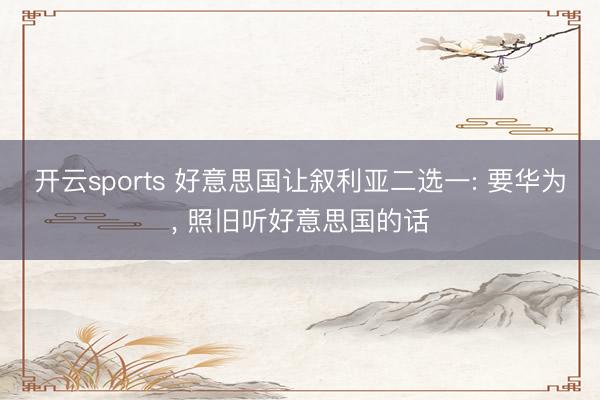 开云sports 好意思国让叙利亚二选一: 要华为， 照旧听好意思国的话