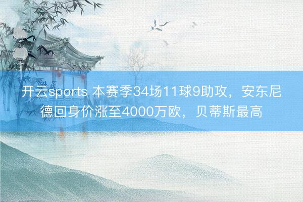 开云sports 本赛季34场11球9助攻，安东尼德回身价涨至4000万欧，贝蒂斯最高