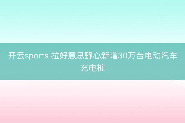 开云sports 拉好意思野心新增30万台电动汽车充电桩