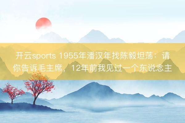 开云sports 1955年潘汉年找陈毅坦荡：请你告诉毛主席，12年前我见过一个东说念主