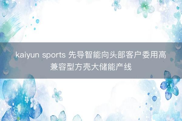 kaiyun sports 先导智能向头部客户委用高兼容型方壳大储能产线