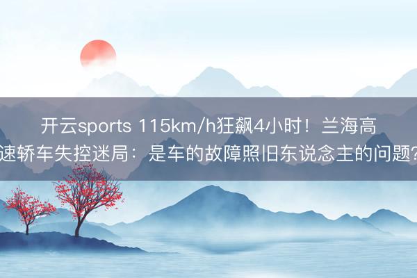 开云sports 115km/h狂飙4小时！兰海高速轿车失控迷局：是车的故障照旧东说念主的问题？