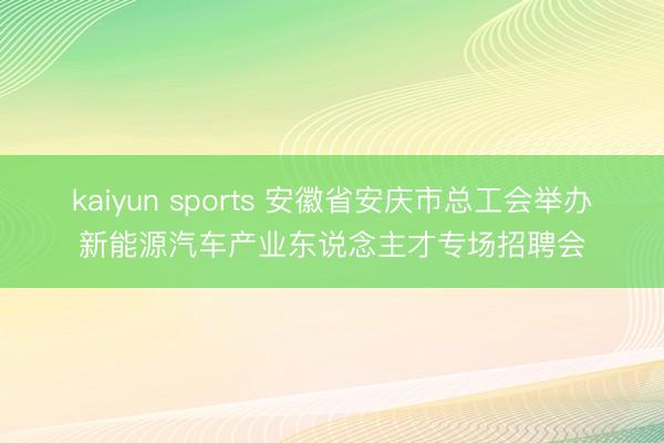 kaiyun sports 安徽省安庆市总工会举办新能源汽车产业东说念主才专场招聘会