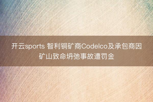 开云sports 智利铜矿商Codelco及承包商因矿山致命坍弛事故遭罚金