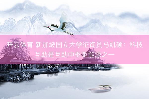 开云体育 新加坡国立大学征询员马凯硕：科技互助是互助中枢驱能源之一